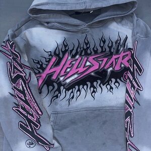 Gray pink & black unisex Hellstar hoodie